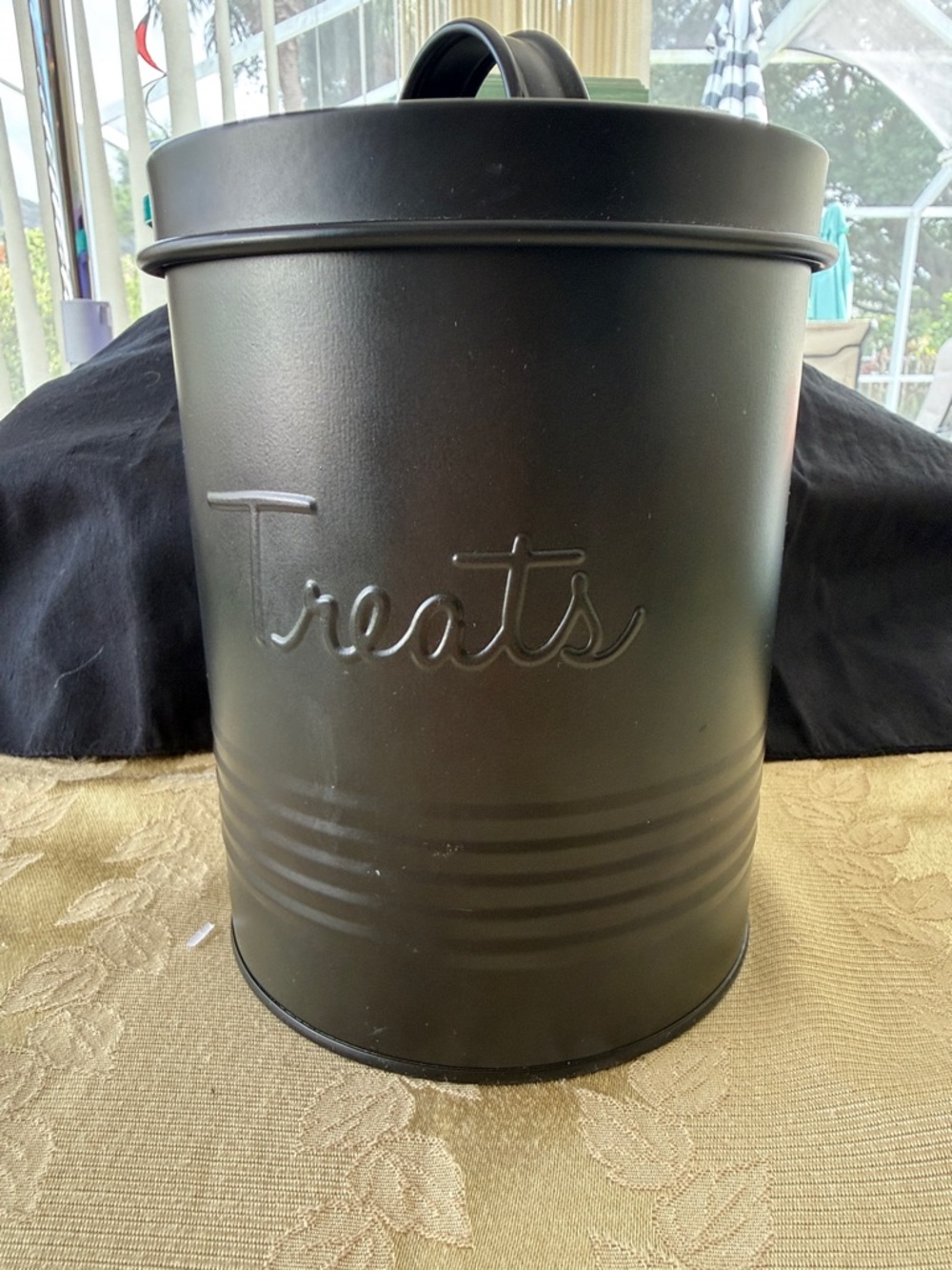 Matte Black 'Treats' Canister with Lid